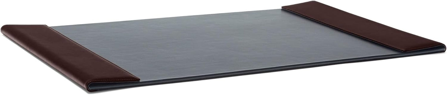 Leatherology Brown Classic Desk Pad – Full-Grain Leather Office Desk Mat with Liftable Side Rails, Non-Leather Writing Surface & Micro-Suede Bottom | Refined Desk Protection for Home or Office