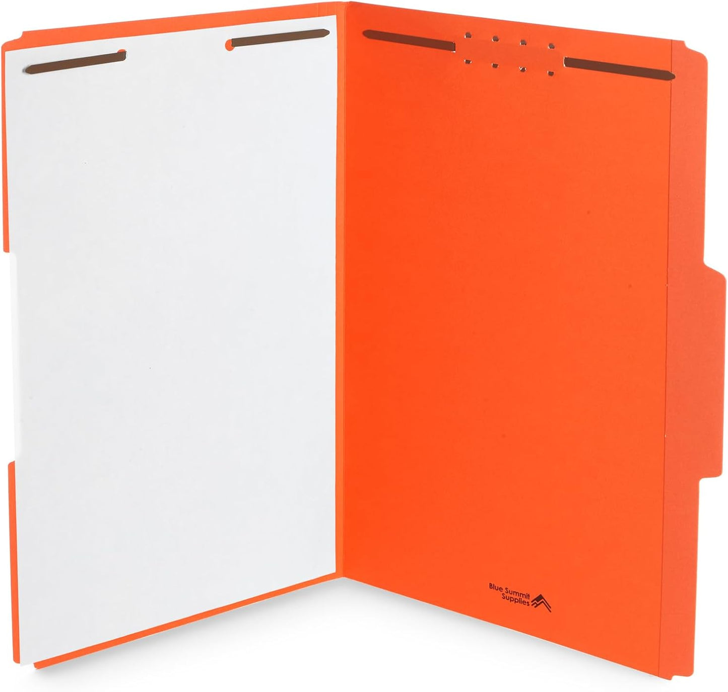 Blue Summit Supplies Orange Legal Size Fastener File Folders, Legal Size, Legal File Folders with Fasteners, 1/3 Cut Reinforced Tabs, Durable 2 Prongs, for Organizing Medical or Law Files, 50 Pack