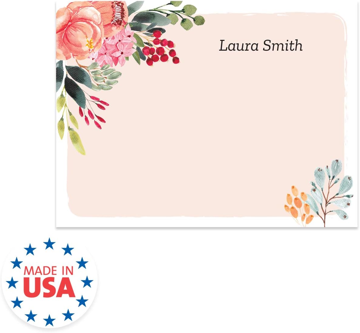 Personalized Pink Floral Sticky Notepads/Modern 3" x 4" Custom Writing Pads / 6 Customized Sticky Notes Pads / 50 Sheets Per Pad/Made in The USA