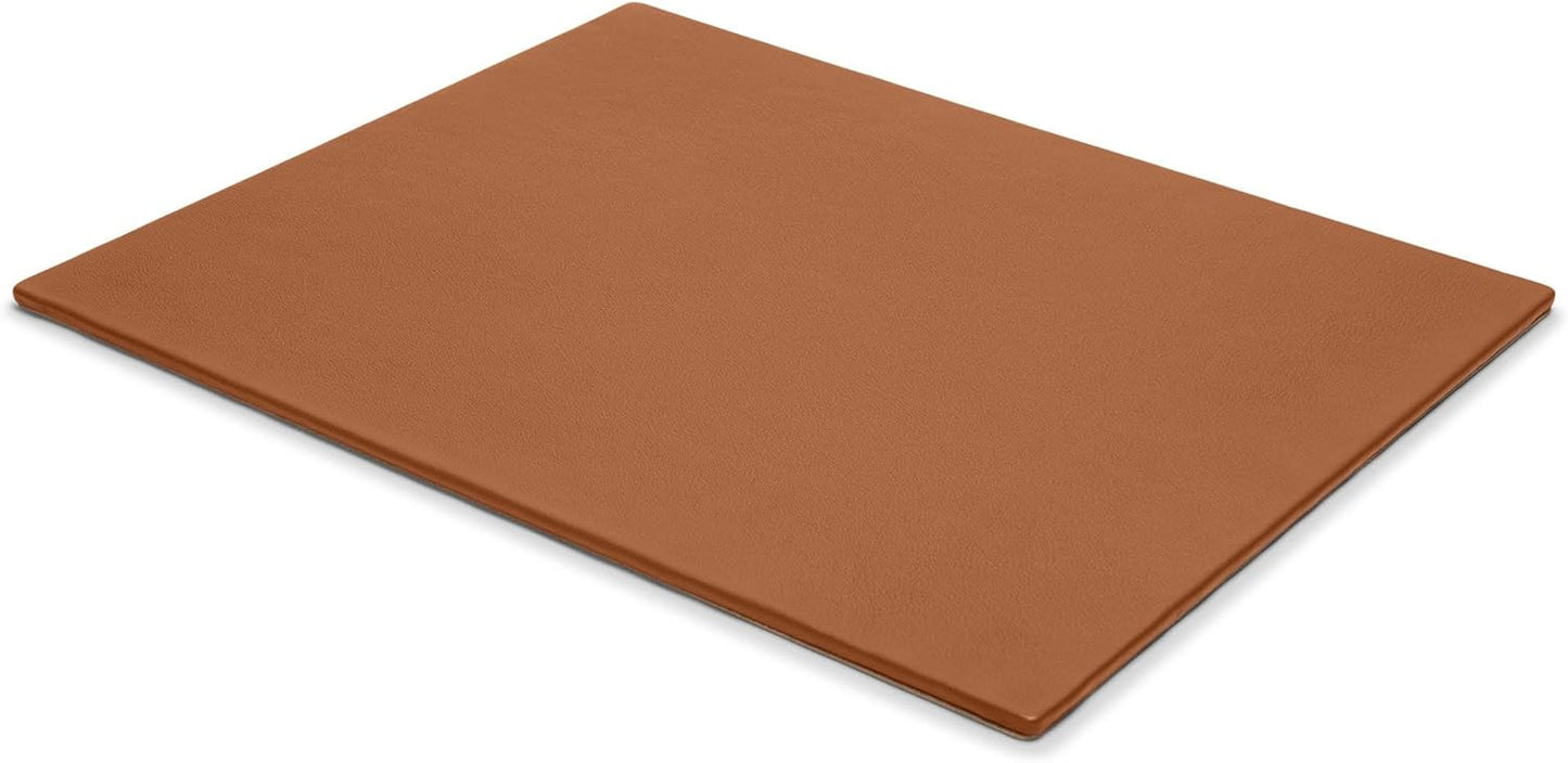 Leatherology Cognac Classic Desk Pad – Full-Grain Leather Office Mat with Lift-Up Side Rails, Smooth Writing Surface | Protective Desk or Conference Table Pad for Laptop & Notes