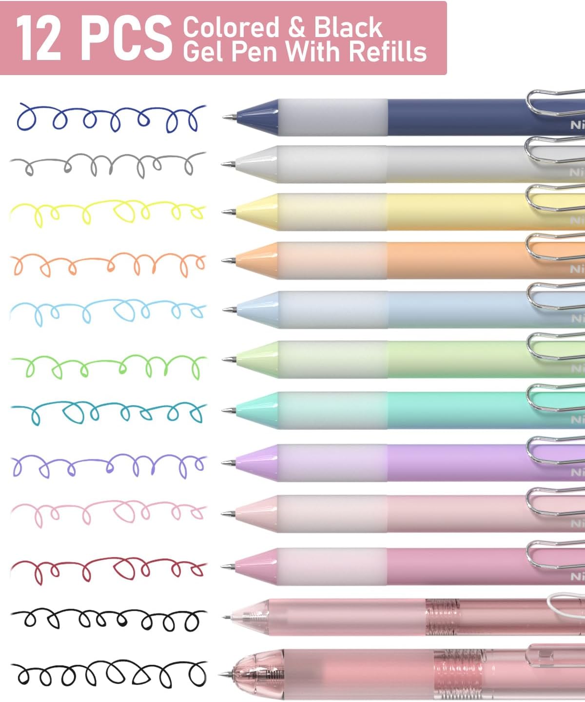 Nicpro 78 PCS Aesthetic School Supplies with Cute Pen Case, 12 Pastel Highlighters, 12 Color & Black Ink Gel Pens, 10 Mechanical Pencils 0.5, 0.7, 0.9, 2.0 mm, 6 Multicolor Pen for Student Stationary