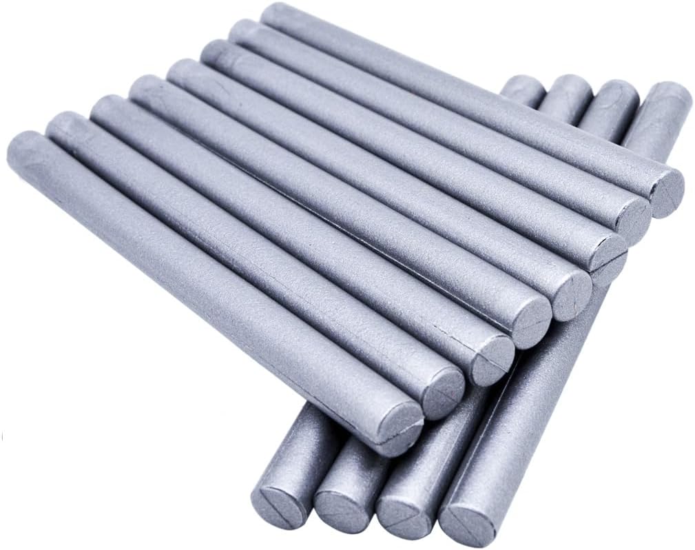 Large Silver Sealing Wax Seal Sticks for Standard Size Glue Gun, Homemade Wedding Invitation Wax Seals - Pack of 12