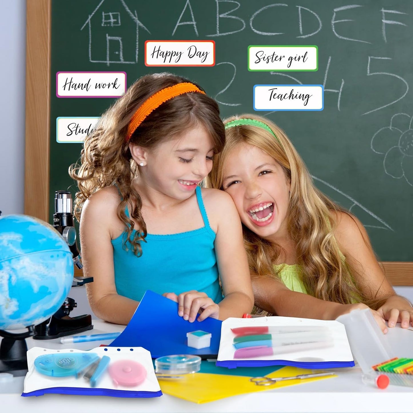 Zonon 30 Pcs A5 6 Rings Blue Zipper Binder Pouches Clear Binder Pockets with Zipper Folders Waterproof PVC Loose Leaf Bags Filling Bags for Pen Pencil Notebooks File Document