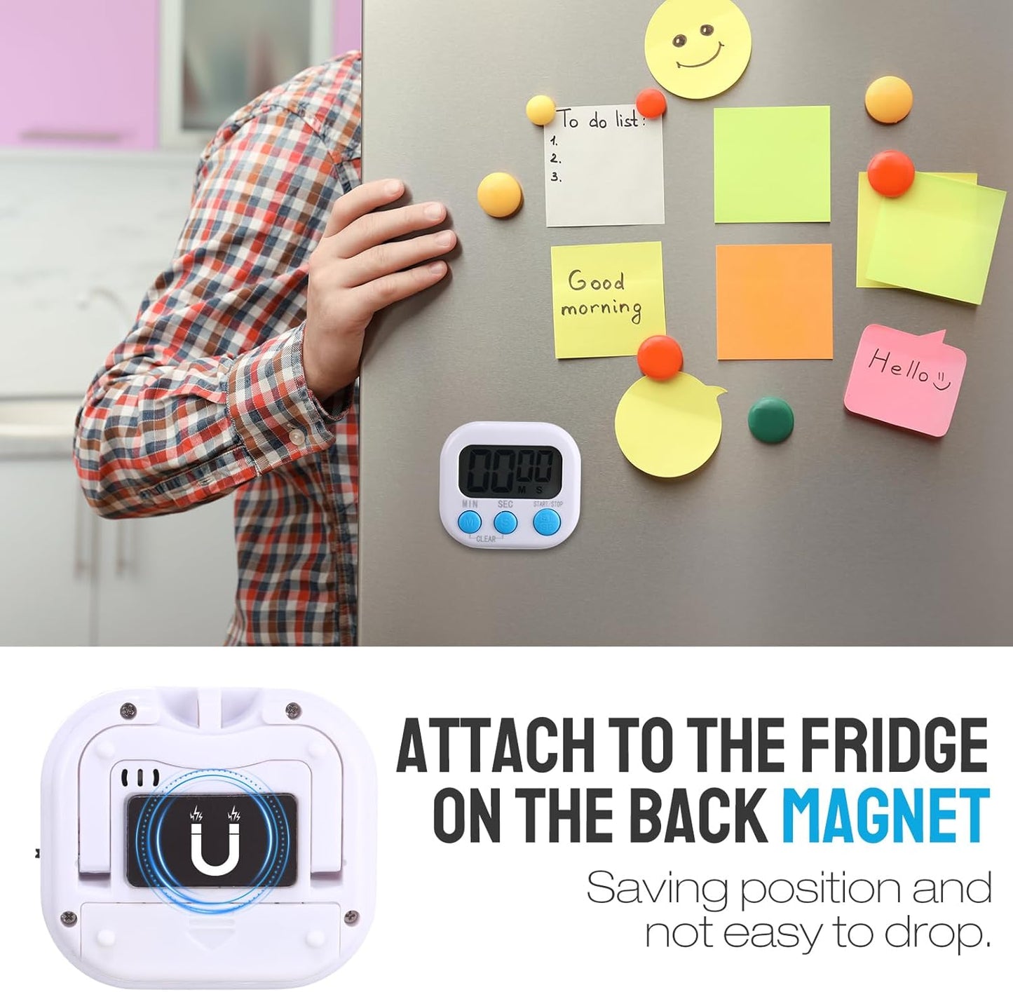 Weewooday 24 Pcs Digital Kitchen Timer Magnetic Timer Bulk On/Off Switch Minute Second Count up Countdown Loud Alarm for Exercise Cook Baking (Novel Color)