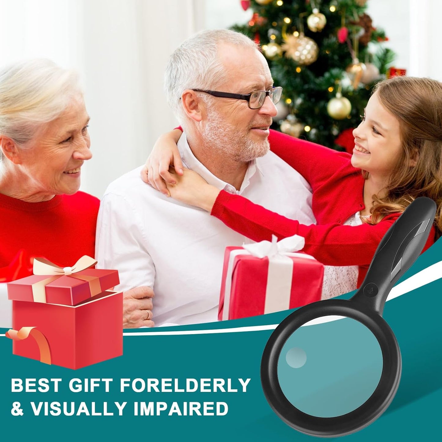 Gayrrnel Magnifying Glass with Light, 33 LEDs 30X Magnifying Glass for Reading Lighted - USB Rechargeable Magnifying Glass Magnifier Magnifier with Light, Black