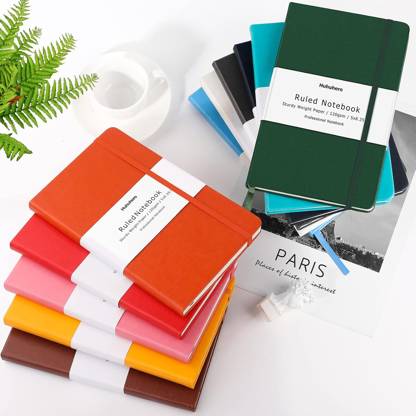 Huhuhero Notebook Journal, Lined Ruled Journal, Hardcover 120Gsm Premium Thick Paper with Faux Leather Notebook for Journaling Writing Note Taking Office School Supplies 5.25"×8.25"(1, Brown)