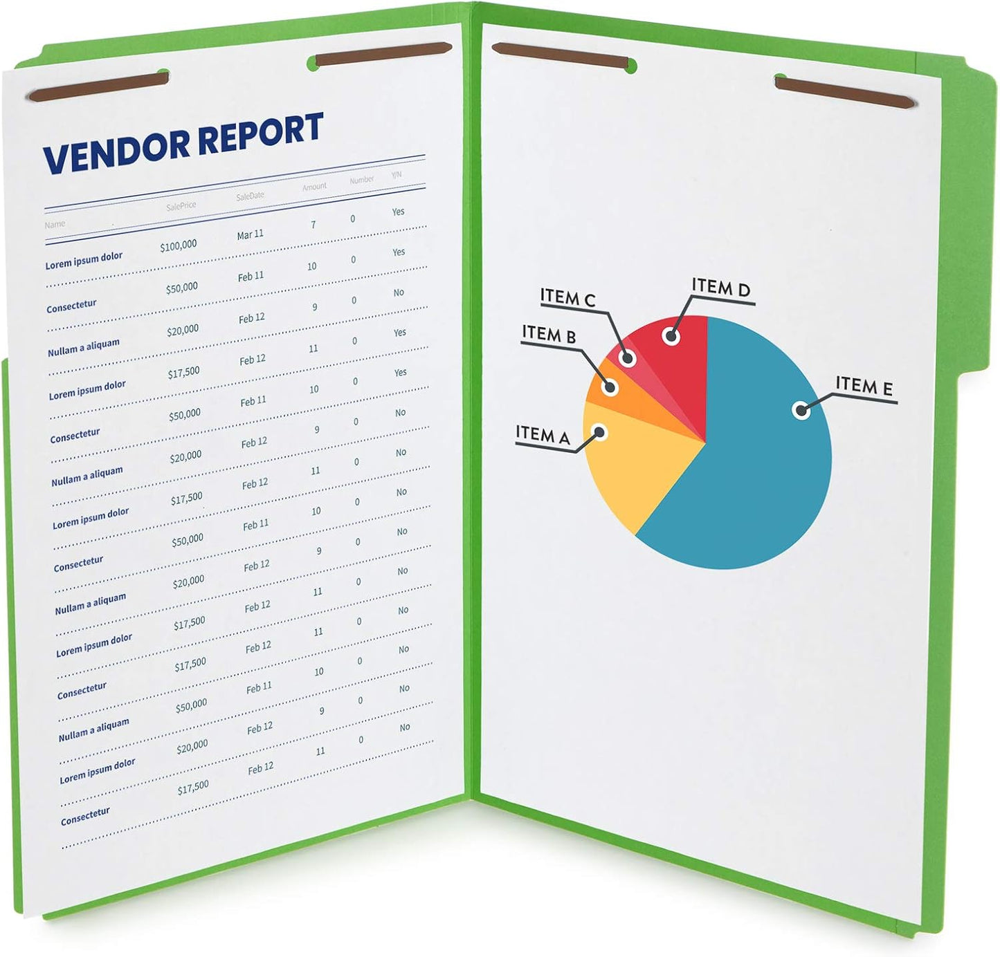 Blue Summit Supplies Legal File Folders with Fasteners, Legal Size, Colored Folders with Fasteners, 1/3 Cut Reinforced Tabs, Durable 2 Prongs, Designed to Organize Medical or Law Files, 50 Pack