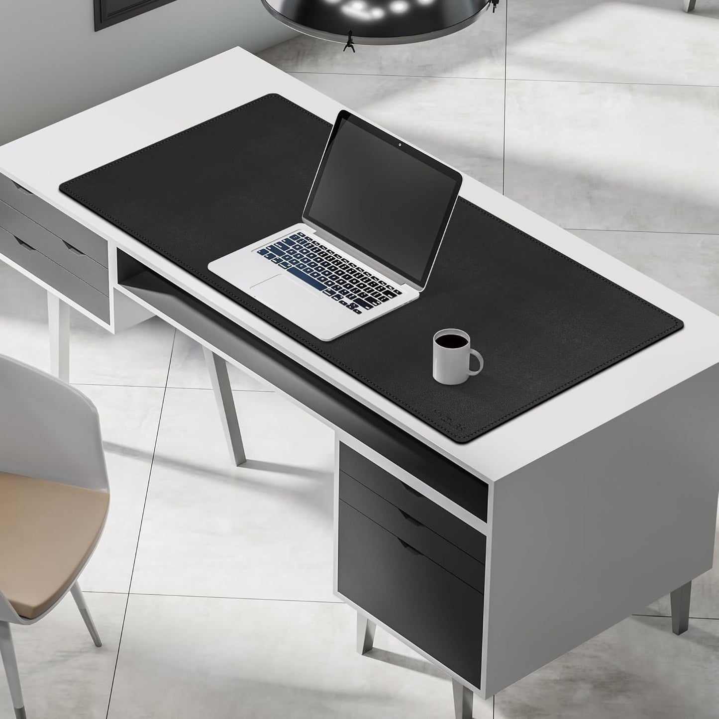 Mydours 40" x 20" Extra Large Desk Mat, PU Leather & Cork Desk Pad, Large XXL Desk Mouse Pad for Workstation, Office, Home, Computer Desk Mat with Keyboard & Mouse (Black)