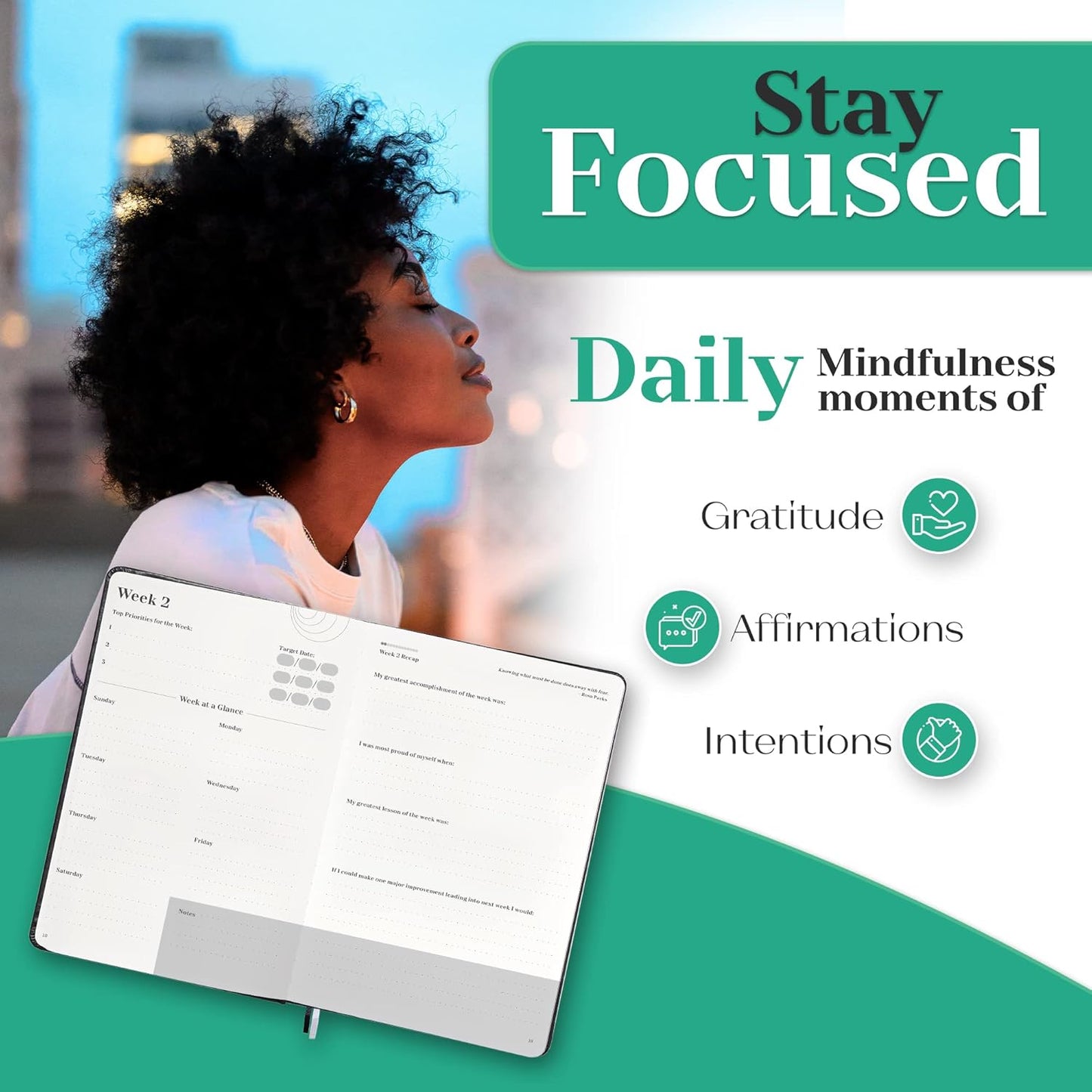 One Day - Daily Execution Planner - 4-Pack - Undated Daily Gratitude Journal With Positive Quotes - Daily Project Management Notebooks - Daily Organizers With Faux Leather Cover