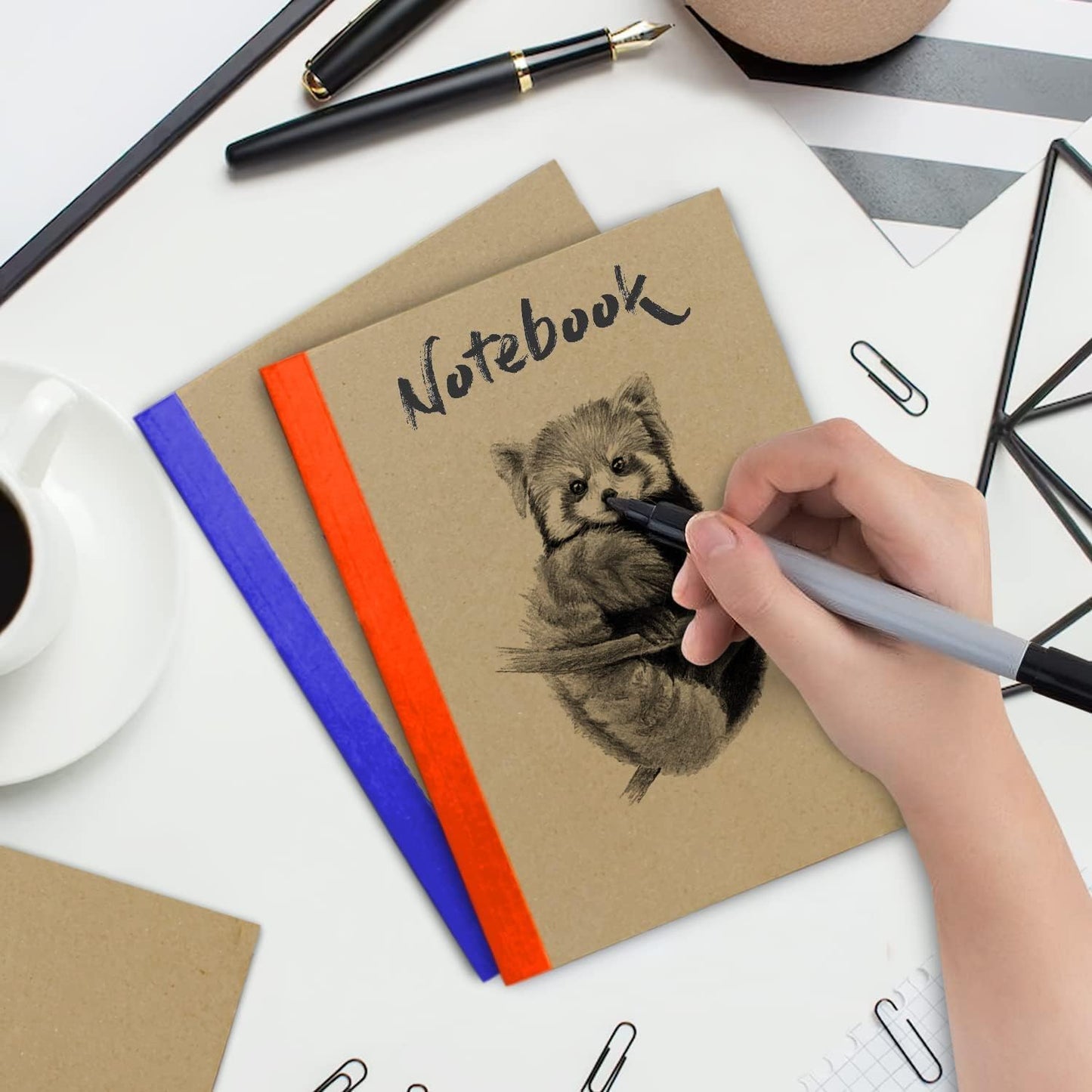 Rosmonde 50 Pack Bulk Graph Paper Composition Notebook, 120 Pages (60 Sheets), Bulk Quad Ruled, Kraft Cover Notebook, A5 Paper, Graph Notebooks, Grid A5 Notebooks, Assorted Rainbow Spines