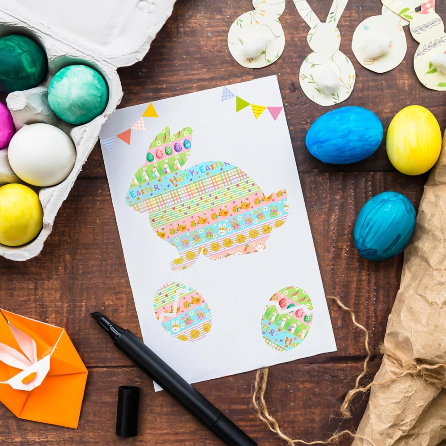 12 Rolls Happy Easter Washi Tape, Cute Animals Chicks Rabbits Farm Masking Tape, Easter Plaid Pattern Decorative Paper Stickers for Holiday Scrapbook Journal DIY Crafts Gift Packing 16.4FT