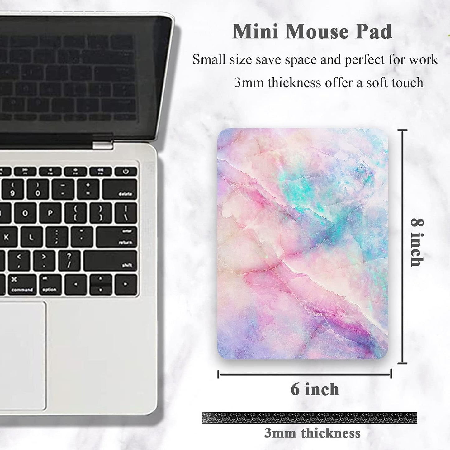 Small Mouse Pad, Mini Mouse Pad 6 x 8 Inch, Thick Rubber Waterproof Mouse Mat, Cute Mousepad for Women Men Kids Wireless Mouse Mini Laptops Keyboard Tray Home Office Travel