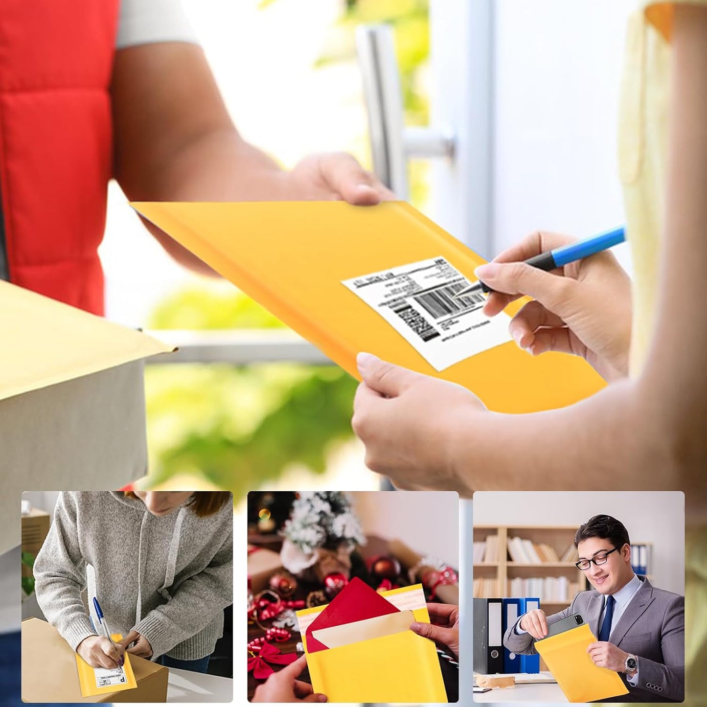 Kraft Bubble Mailers 4x7inch 50Pack Yellow Self-Seal Padded Envelopes Bubble Opaque Padded Mailers Shipping Bags for Small Businesses to Package and Mail Jewelry, Electronic Products