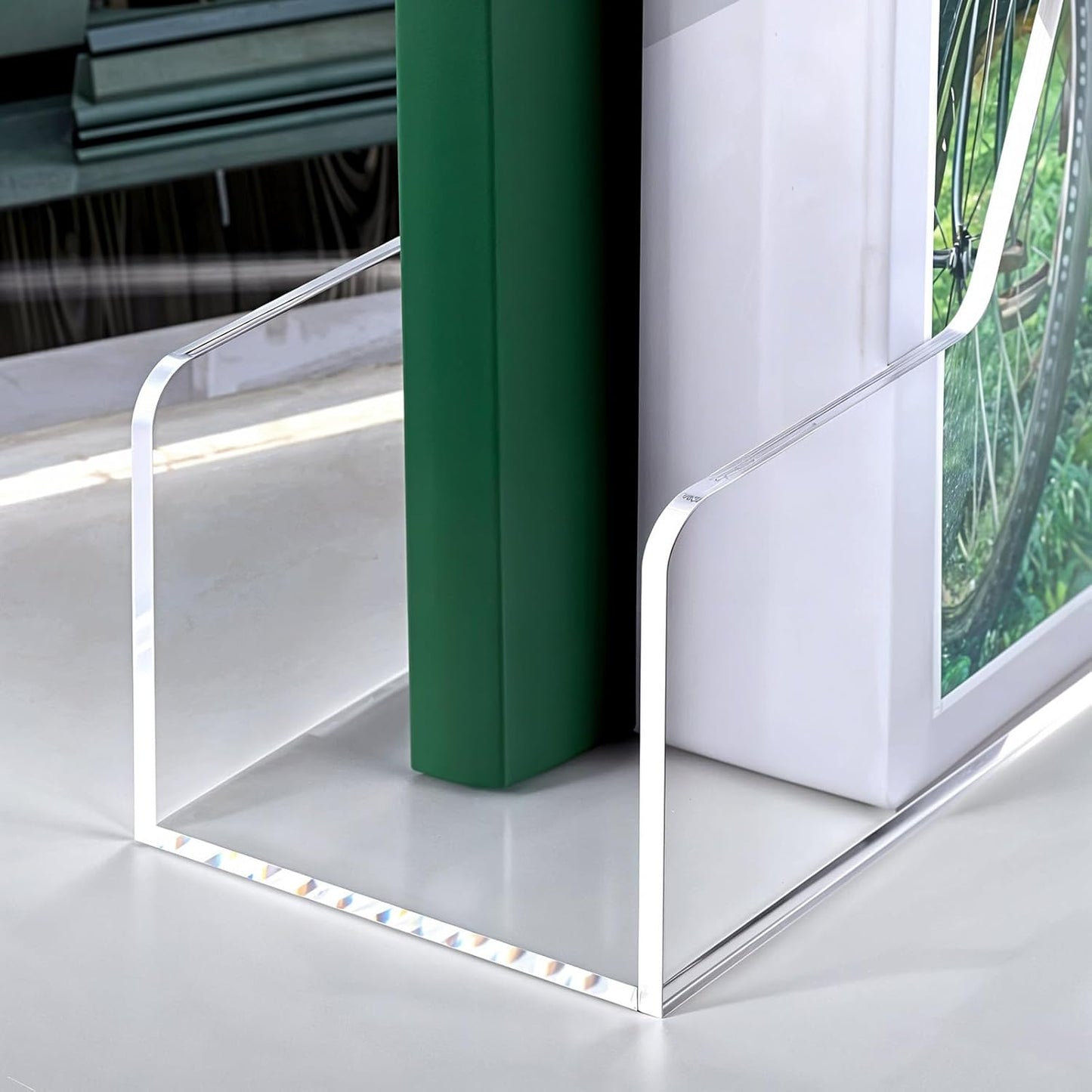 2 Pack Acrylic Magazine Holder Desk Clear File Organizer and Storage Rack for Office Desktop and Home Workspace Holds Folders Binders Notebooks A4/Letter Paper 9.45" x 10.24" x 3.62"