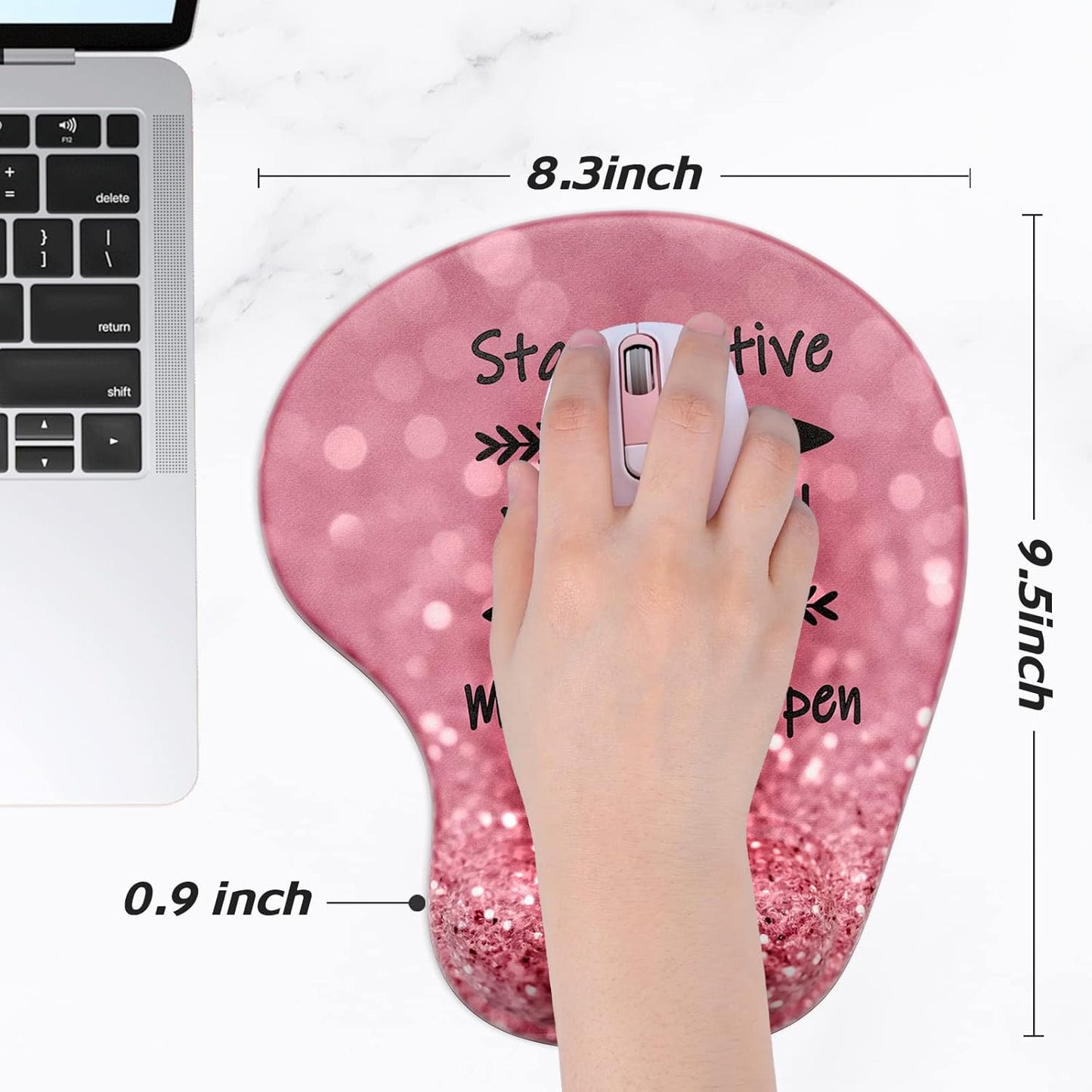 Hsurbtra Ergonomic Mouse Pad with Wrist Rest Support, Gel Mouse Pads with Non-Slip PU Base, Pain Relief Memory Foam Computer Mat, Cute Office Supplies Desk Decro Accessories, Work Hard
