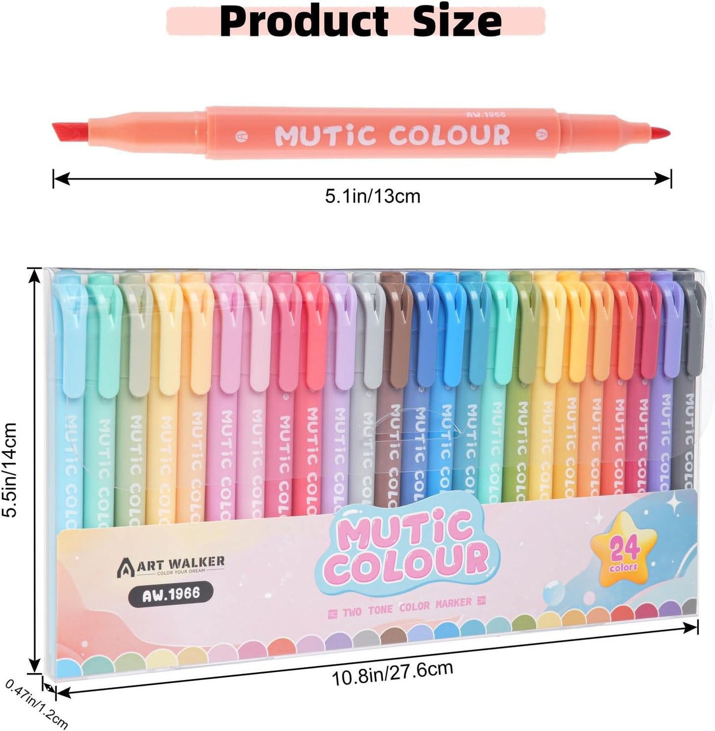Pastel Highlighters Set, 24 Unique Retro Colors, Highlighters Assorted Colors, Quick Dry Dual tip and Fine Tip No Bleed Highlighter Markers for Bible Journals Planners Books Notes