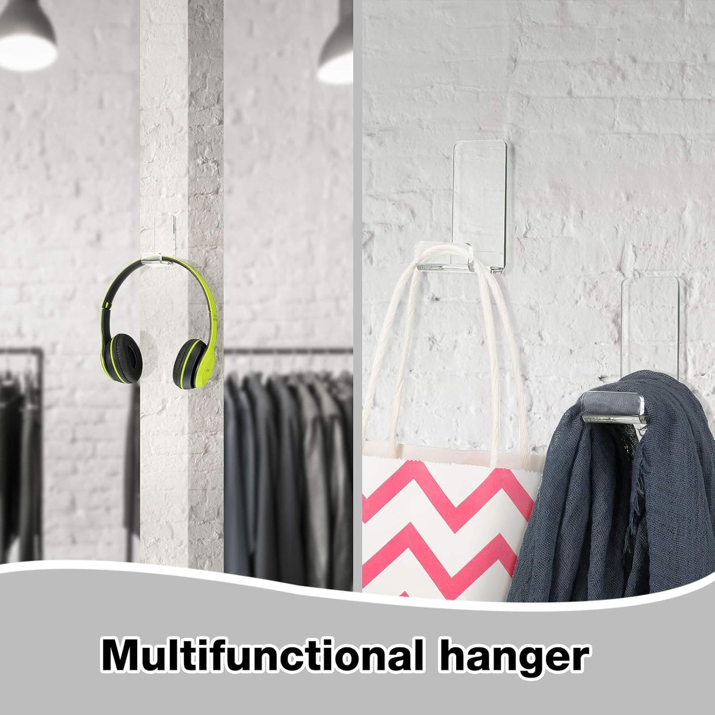 Weewooday 4 Pieces Headphone Hanger Holder Desk Adhesive Headphone Hook Wall Mount Headset Stand Acrylic Holder with Glues for General Purpose Game Earphone(Clear)