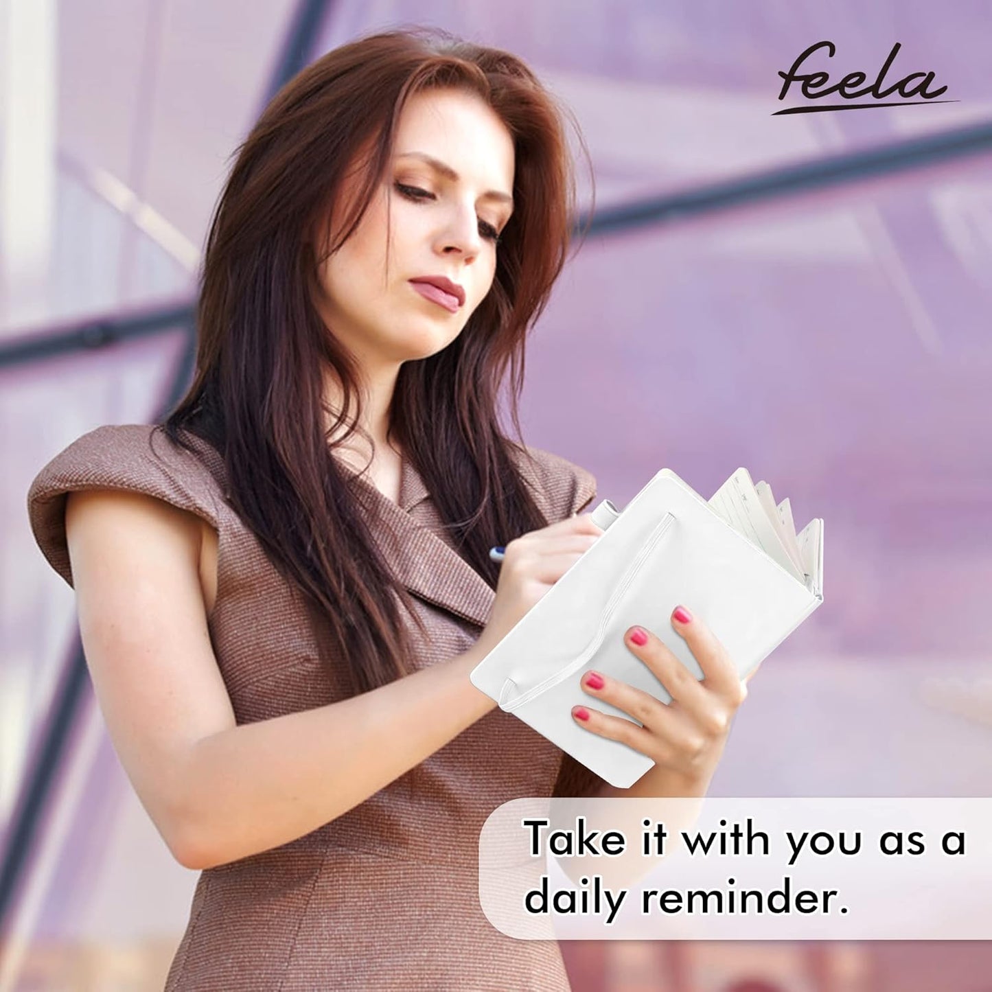 feela 3 Pack Notebooks Journals Bulk, Hardcover Notebook Classic Ruled Lined Journals with Pen Holder for Women Girls School Business Supplies, with 3 Black Pens, 120 GSM, 5.1”x8.3”, A5, White