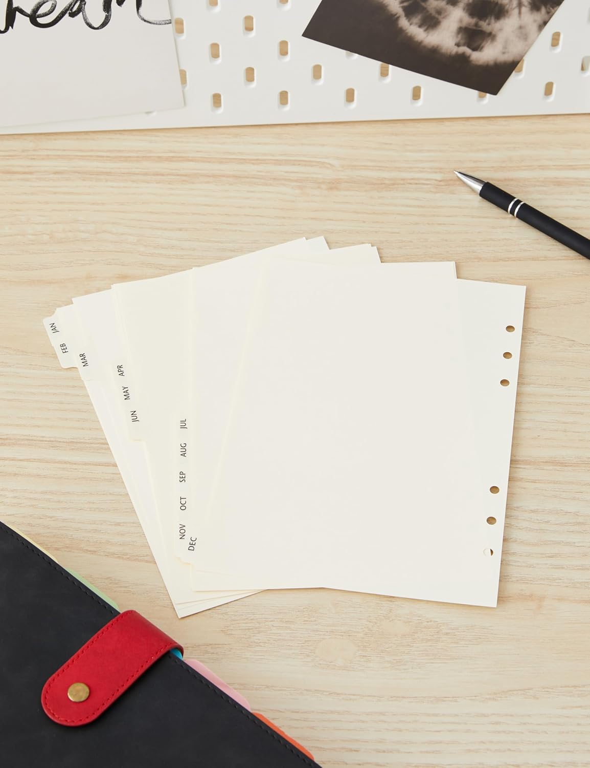 Filofax Organizer/Clipbook Refill Accessory, A5 Size, January to December Monthly Index Divider Set, 12 Tabs, Luxury Cotton Cream (B341693)