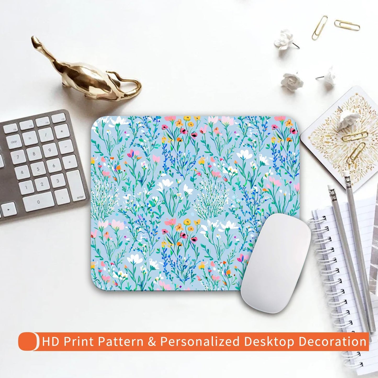 Square Mouse Pad Plants,Personalized Premium-Textured Custom Mouse Mat Design,Washable Mousepad Lycra Cloth,Non-Slip Rubber Base Computer Mouse Pads for Wireless Mouse