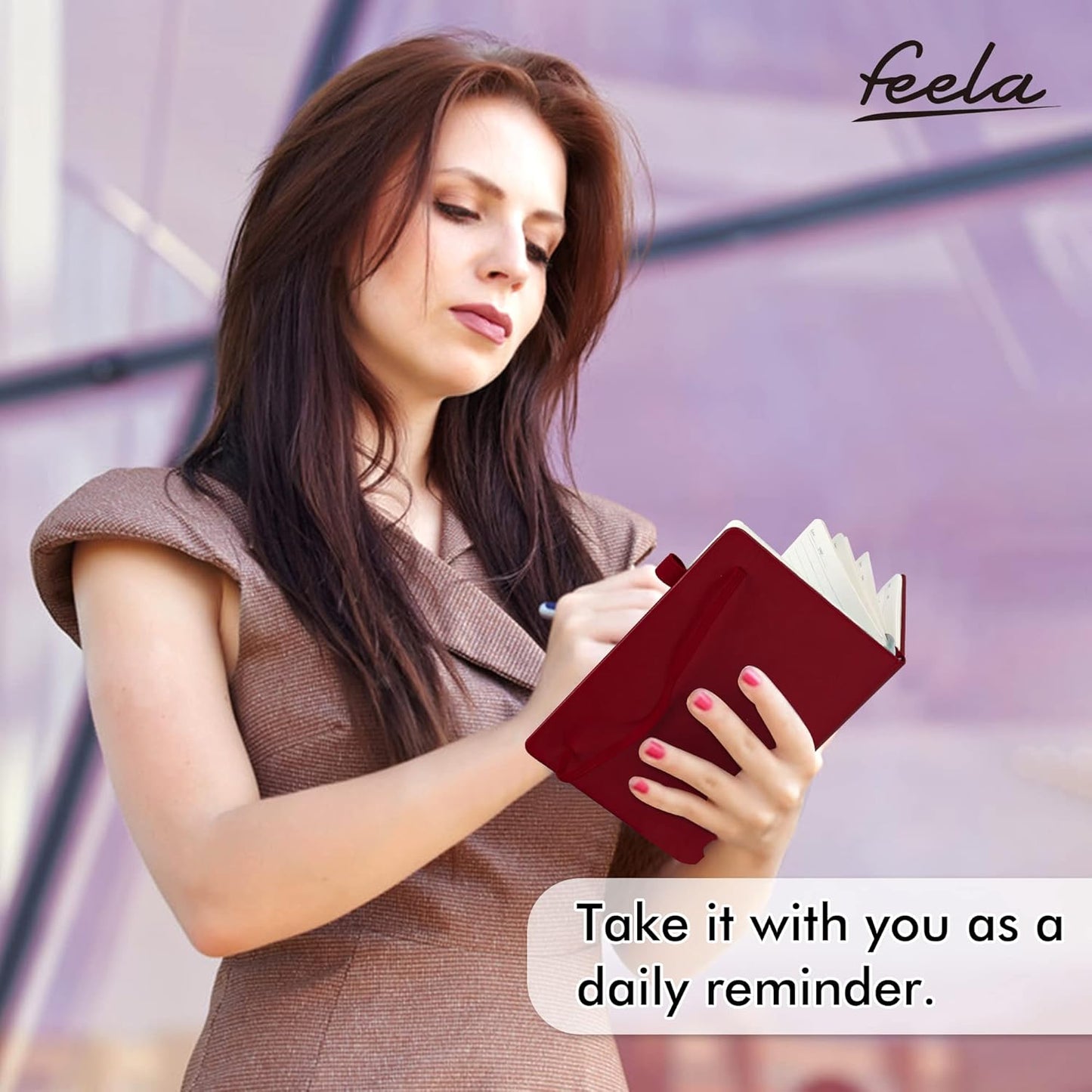 feela 5 Pack Journal Notebook Bulk for School, Hardcover Business Notebooks Classic Ruled Lined Journals with Pen Holder for Work Note Taking, with 5 Black Pens, 120 GSM, 5.1”x8.3”, A5, Wine