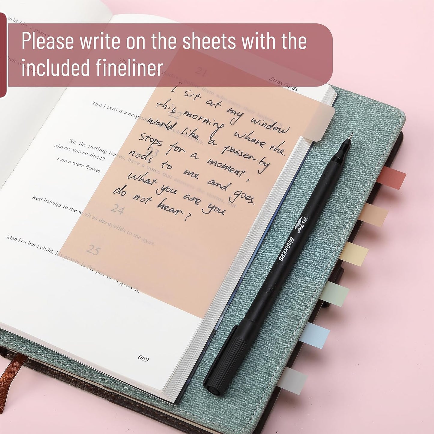 Mr. Pen- Transparent Sticky Note Set, 410 Pack, Morandi Colors, Transparent Sticky Notes Tabs, Christmas Gift