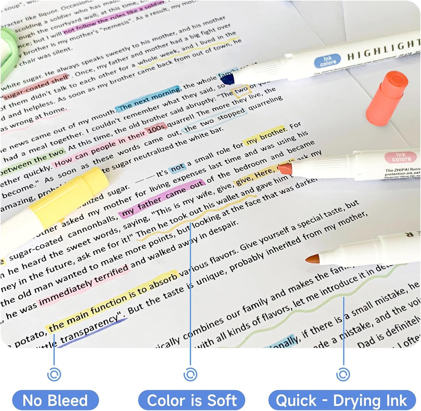 Double Ended Highlighters with Soft Chisel Tip, 25-Pack Quick Dry Assorted Colors, Pastel Highlighters Set for School/Office Journaling, Bible Assorted Colors