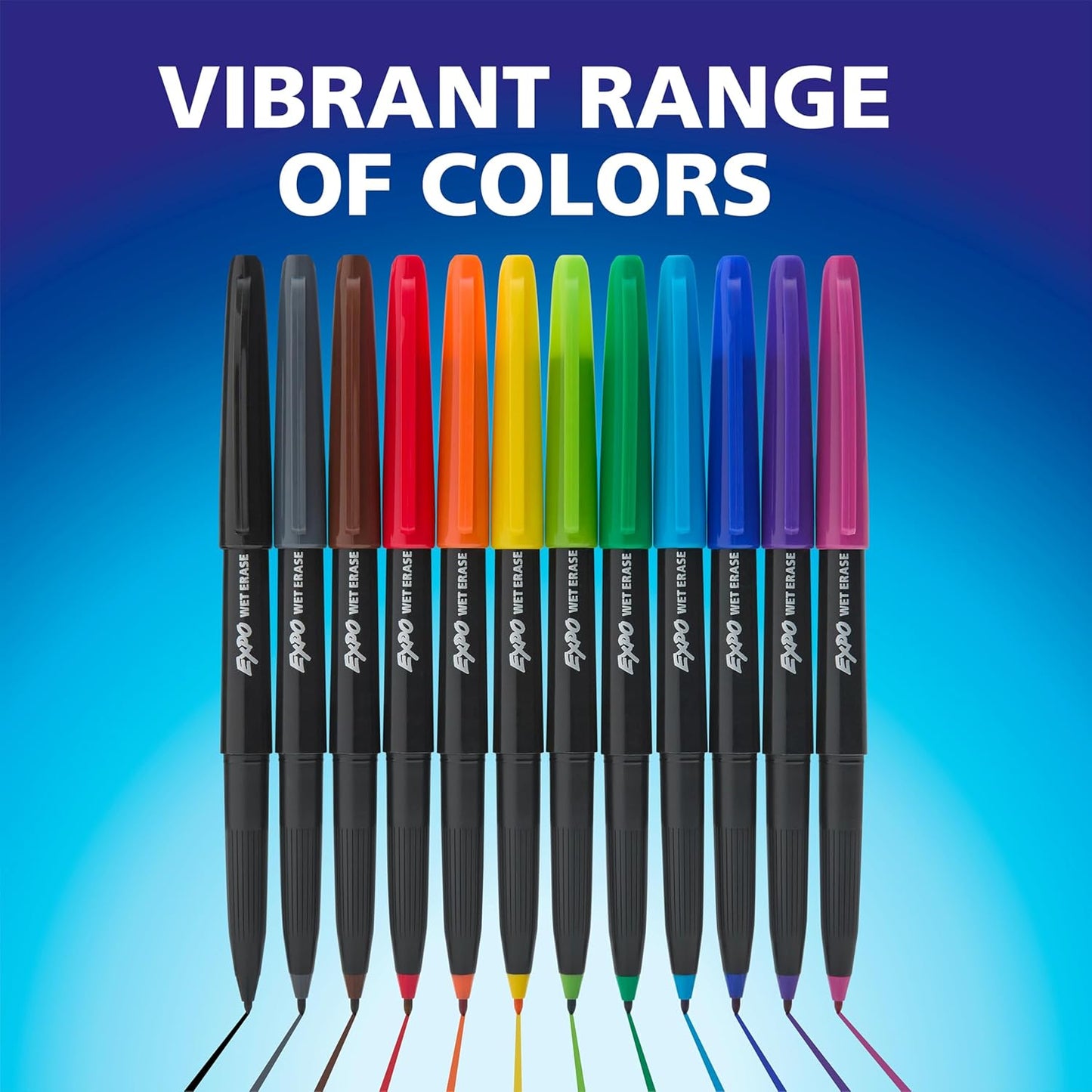 EXPO Wet Erase Markers, Semi-Permanent, Assorted Colors, Ultra Fine Tip, 12 Count - For Writing on Glass, Whiteboards, Mirrors, Calendar, Labeling, Organizing