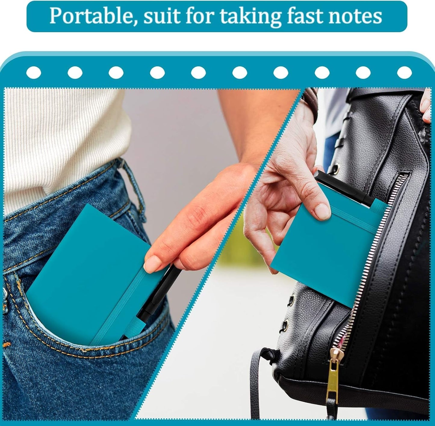 Laumoi 36 Sets Pocket Notebook Journals with Pens A6 Cute Small Journal Notebook Ruled Lined Mini Notepad Hardcover Executive Notebooks Set with Pen Holder for School Office, 3.7 x 5.7 Inch (Blue)