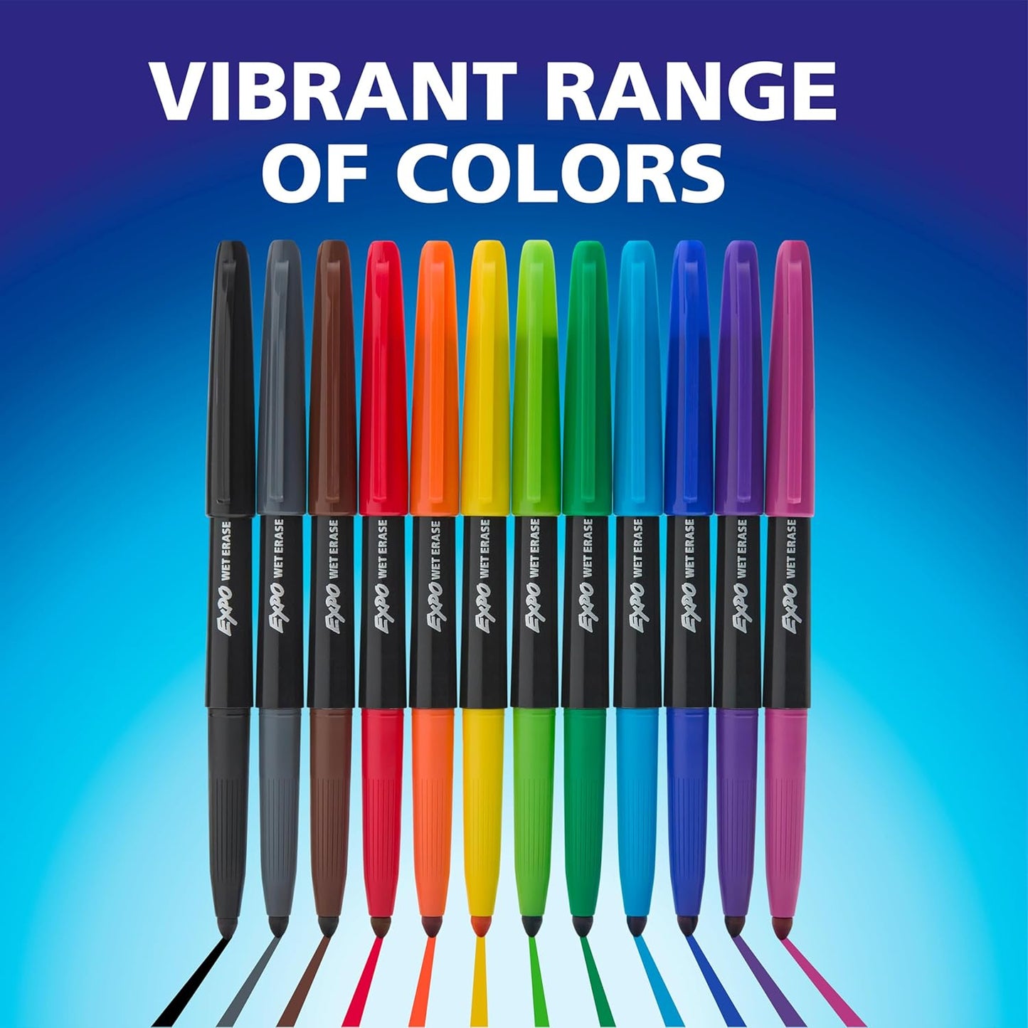 EXPO Wet Erase Markers, Semi-Permanent, Assorted Colors, Fine Tip, 8 Count - For Writing on Glass, Whiteboards, Mirrors, Calendar, Labeling, Organizing