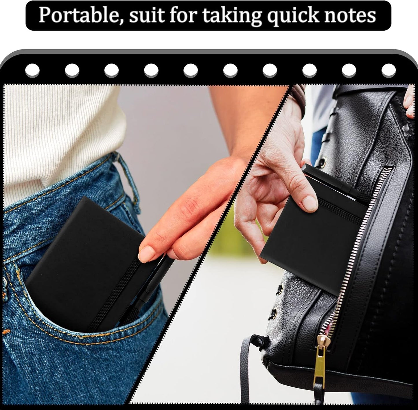 Laumoi 36 Sets Pocket Notebook Journals with Pens A6 Cute Small Journal Notebook Ruled Lined Mini Notepad Hardcover Executive Notebooks Set with Pen Holder for School Office, 3.7 x 5.7 Inch (Black)