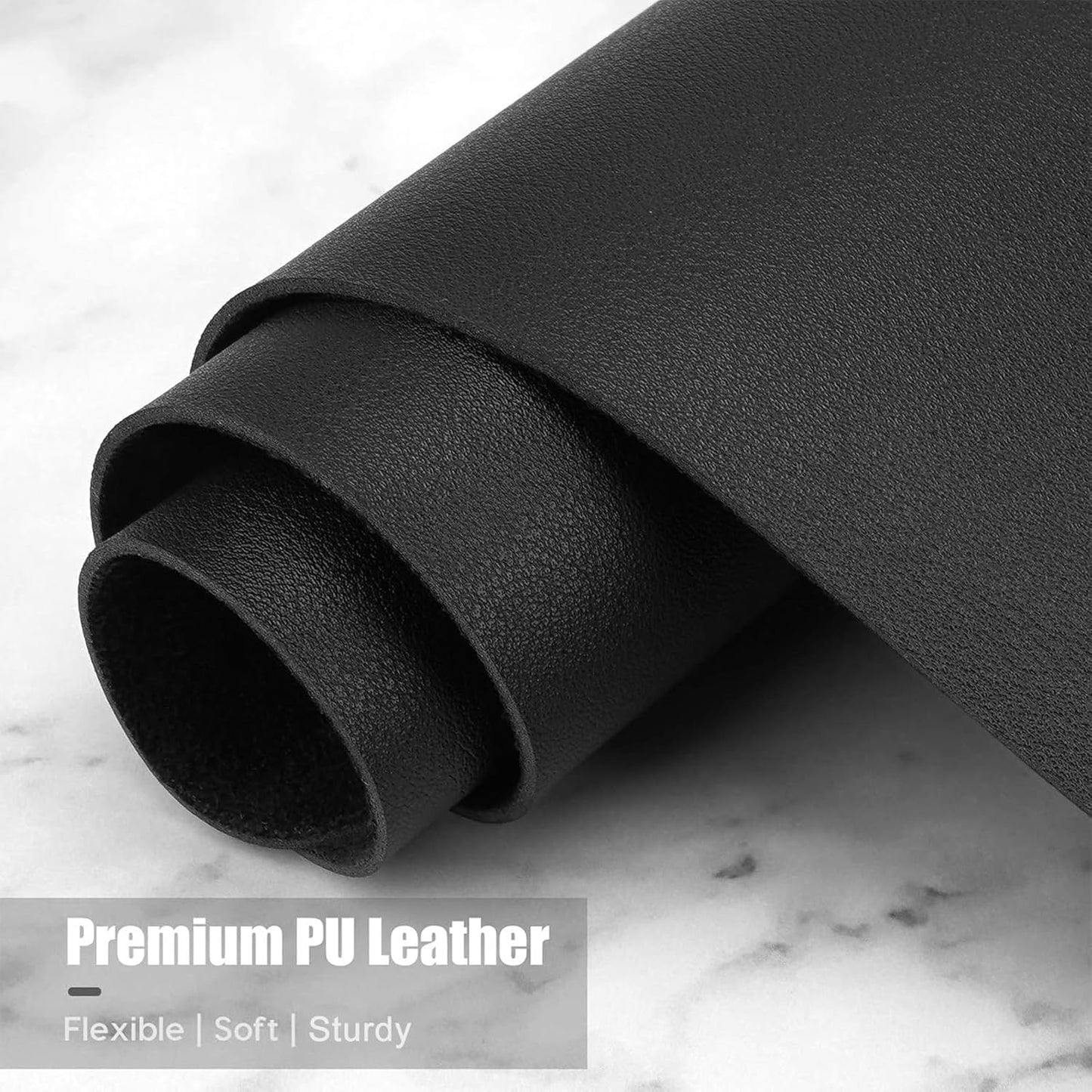 Hsurbtra Desk Pad, 30" x 14" PU Leather Desk Mat, XL Extended Mouse Pad, Waterproof Desktop Blotter Protector, Non-Slip Ultra Thin Large Laptop Keyboard Writing Mat for Office Home, Black