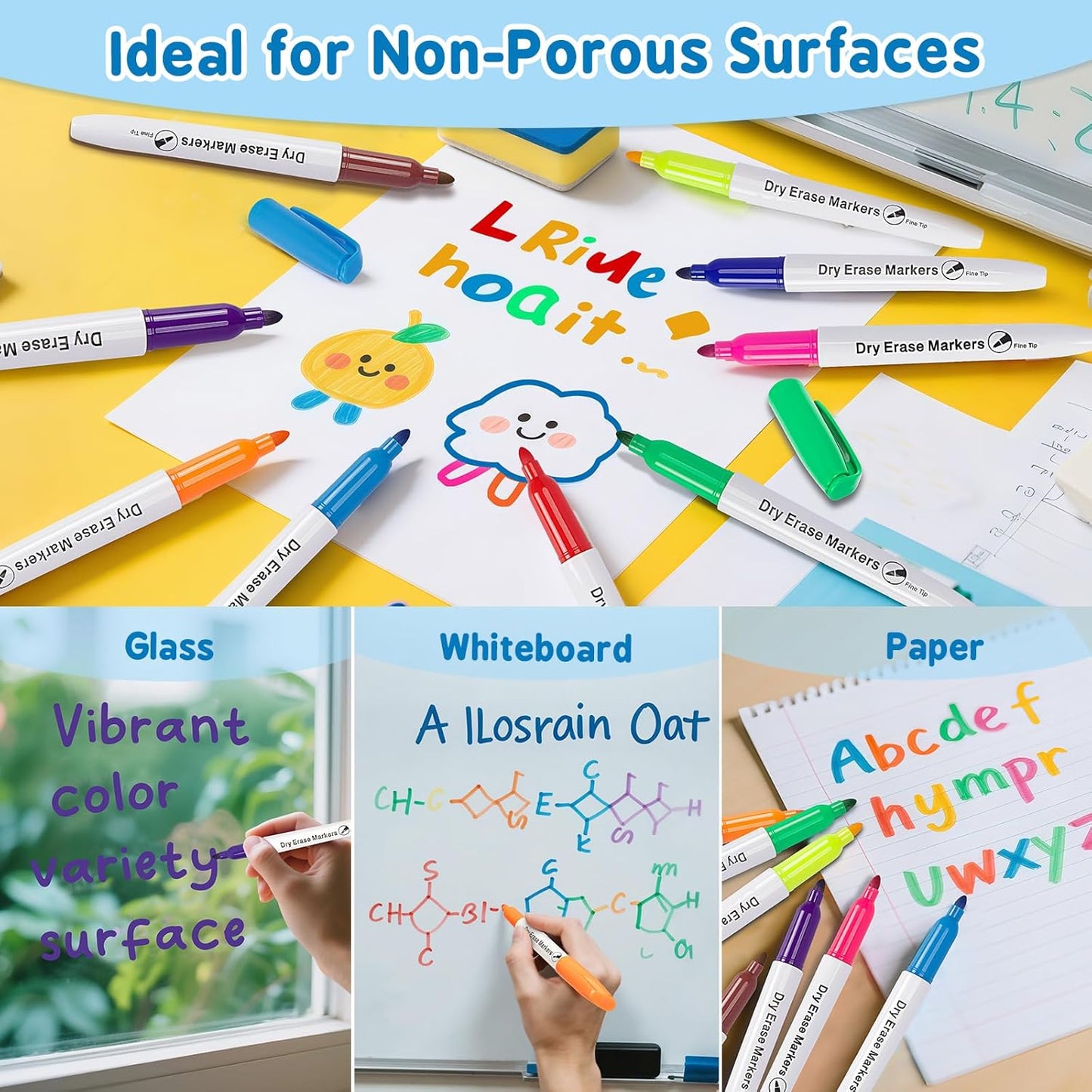 Duchong 30 Packs Dry Erase Markers in 15 Assorted Colors, Fine Tip Whiteboard Markers for Kids Teachers, Dry Erase Pens Bulk for Classroom Home, Back to School Supplies