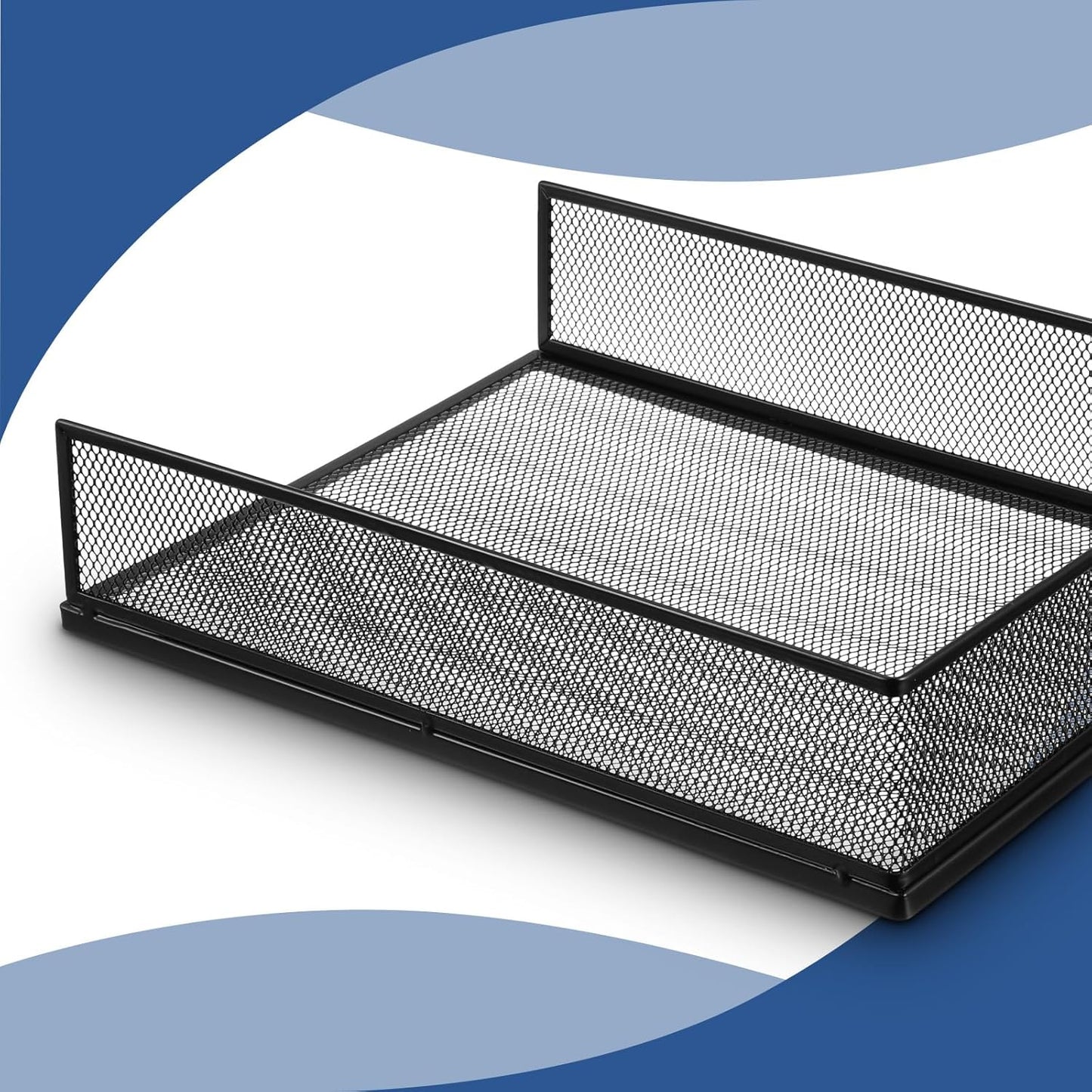 2 Pack Wire Mesh Letter Trays Paper Tray Desk File Organizer, Stackable Metal Front-Load Documents Tray for Office Supplies File