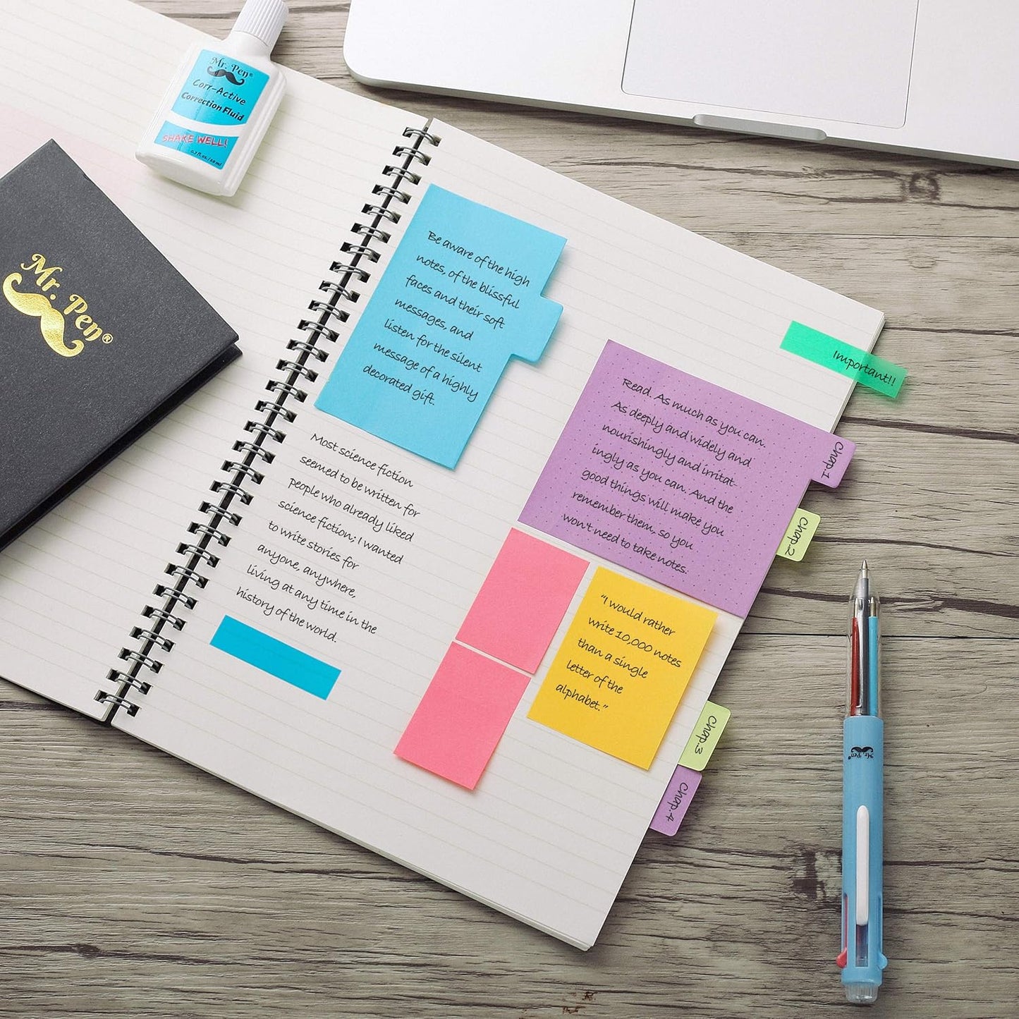 Mr. Pen- Sticky Note Set, 2 Sets, 820 pcs, Vibrant Colors, Sticky Notes Tabs, Divider Sticky Notes, Office Supplies