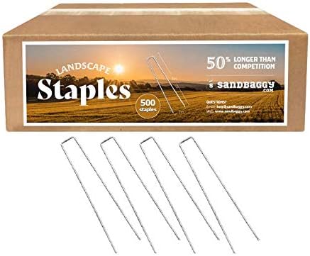 Sandbaggy Landscape Staples 9 Inch Extra Long (11 Gauge) ~ Fabric Pins Garden Lawn Heavy Duty - Fence Anchors - Great for Soft Sandy Soil - Trusted by Farmers & Contractors Across USA (500 Staples)