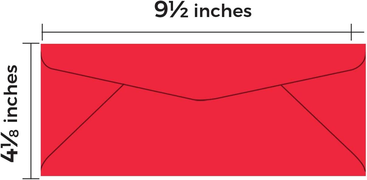 #10 Color Envelopes | Colored Standard Business Size Mailers | Value Pack of 500 Per Pack | 4 1/8 x 9 1/2 Inches (Red)