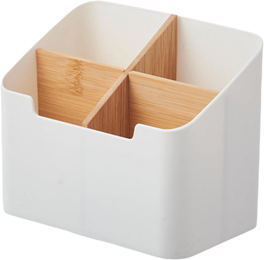 Remote Caddy Organizer - Sectioned Desk Holder, Modern Storage Stand, Neat Multi Compartment Container | Suitable Remotes Makeup Pens Brushes Gadgets Counters Nightstands Shelves Rooms Homekeeping Set