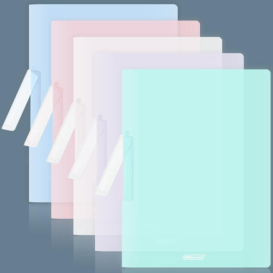 BAYTORY Plastic Folders with Swing Clip, Report Covers for A4 and Letter Size Paper, 5 Pack Presentation Binder for School Business, 30 Sheet Capacity/Pack (Multicolor)