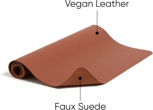 Smead Desk Pad, Vegan Leather Desk Mat with Non-Slip Faux Suede Backing, Perfect Desk Organizer for Office Decor, 31.5” x 15.7” Medium, Saddle (64832)
