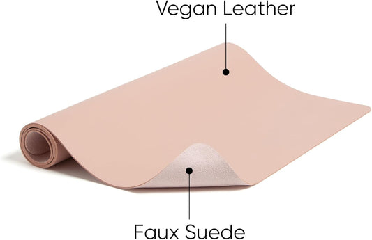 Smead Desk Pad, Vegan Leather Desk Mat with Non-Slip Faux Suede Backing, Perfect Desk Organizer for Office Decor, 36” x 17” Large, Dusty Rose (64829)