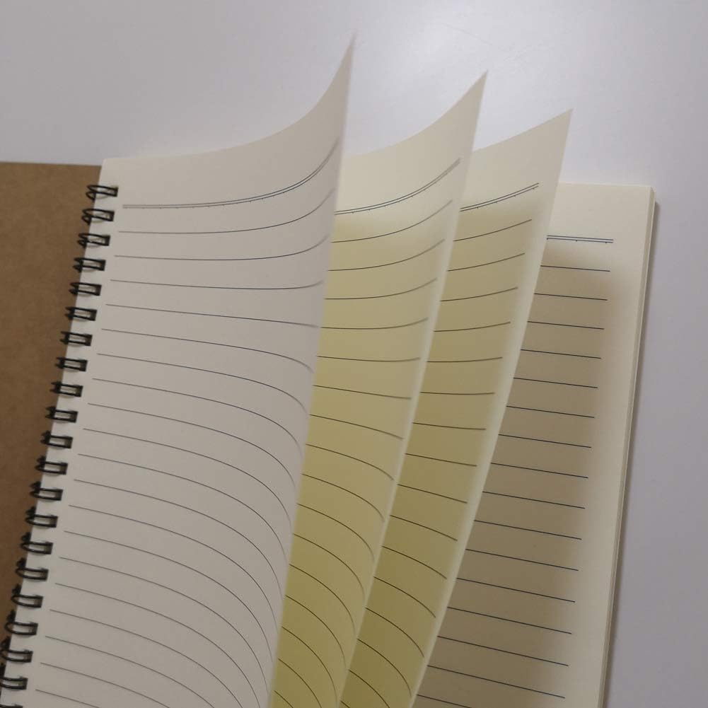 YUREE Spiral Notebook Lined, B5 Soft Cover Spiral Journal, 5 Notebooks Per Pack, 60 Sheets (120 Pages), 10.2" x 7.2", Brown