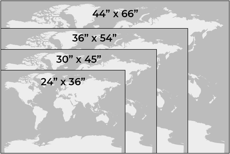 Personalized Canvas Rolled Poster World Map Wall Art with Pins – Large 24" x 36" Classic Map of the World – Push Pin Travel Decor for Home or Office