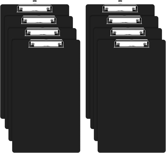 Legal Size Clipboard, 8.5 x 14 Black Plastic Long Clip Board with Low Profile Clip, 9 x 15 in, Suitable for Legal Lawers and Business, Office Supply(Pack of 8)
