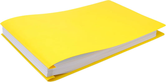 11x17 Poly Panel Report Cover Binder with Metal Fastener 6 Pack - Large Format Document, Heavy-Duty 11x17 Folder. Artwork Portfolio, Ledger, Tabloid Binder for Blueprints - Yellow Paper Storage