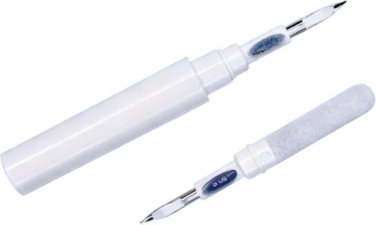 Earbuds Cleaning Kit for AirPods Pro 1 2 3 4 – Multi-Function Cleaner Pen with Soft Brush, Metal Tip & Flocking Sponge for Wireless Earphones, Charging Case, Phone, Camera & Keyboard (White)