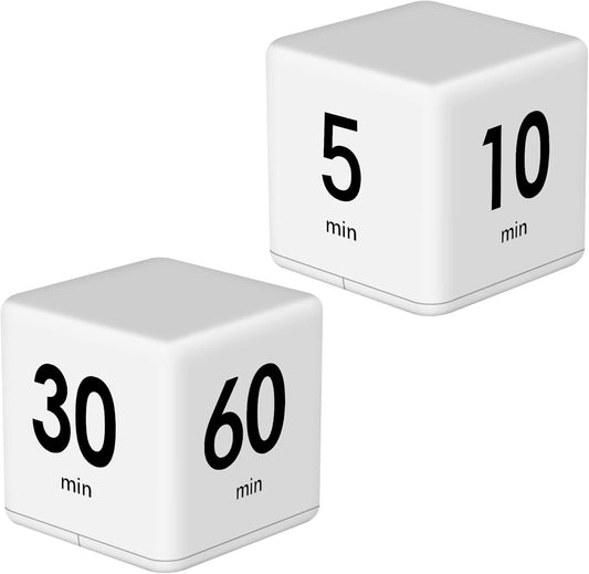 JOYIT 2 Pcs Cube Timer Set - 2.6 Inch Gravity Sensor Flip Digital Timers for Countdown and Time Management, Featuring 1-10 Minute and 15-60 Minute Settings for Kids and Adults