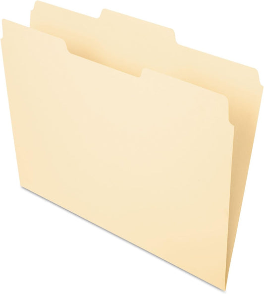 Pendaflex File Folders, Letter Size, Manila, 1/3 Cut, 100/BX (752 1/3-2)