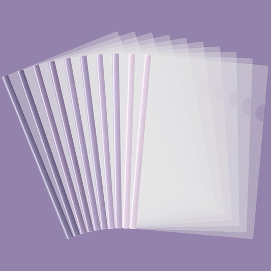 BAYTORY 10 Pack Clear Report Covers with Sliding Bar, Project Folders for A4 and Letter Size Paper, Resume Folder Presentation Binder for School Business, 60 Sheet Capacity/Pack (Purple)