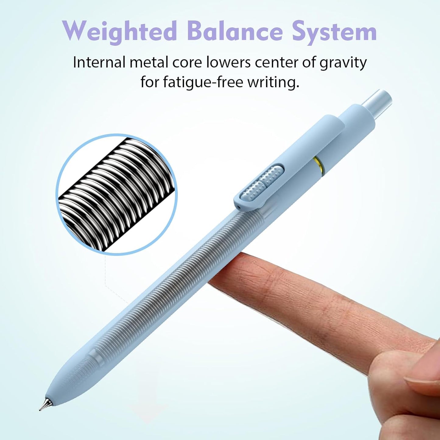 8 Pack Blue Ink Gel Pens，Quick-Dry 0.7mm Fine Point Fidget Pens for Smooth Writing, Journaling & Drawing, Aesthetic Morandi Color Pens for Women, School & Office Supplies (Morandi Blue Ink)